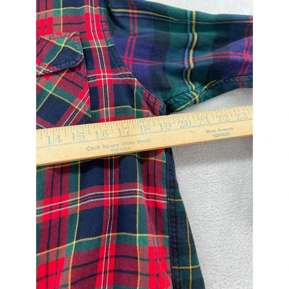 VTG Polo Ralph Lauren Shirt Mens M Patchwork Plaid Flannel Multi Color Button